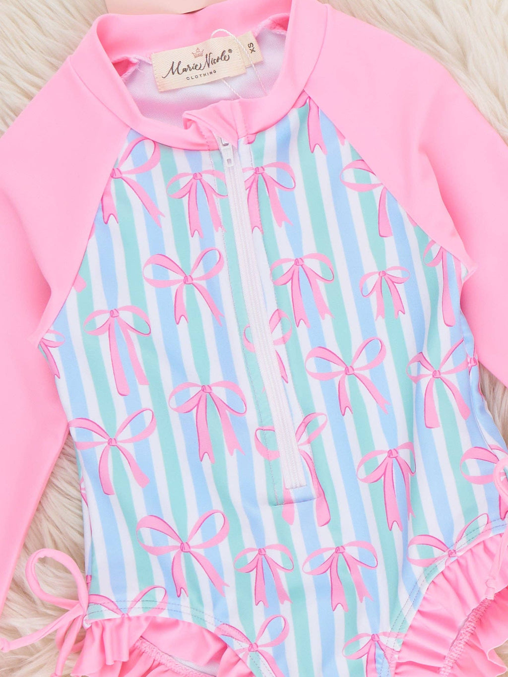 Ocean Breeze Stripe Ruffle Rashguard