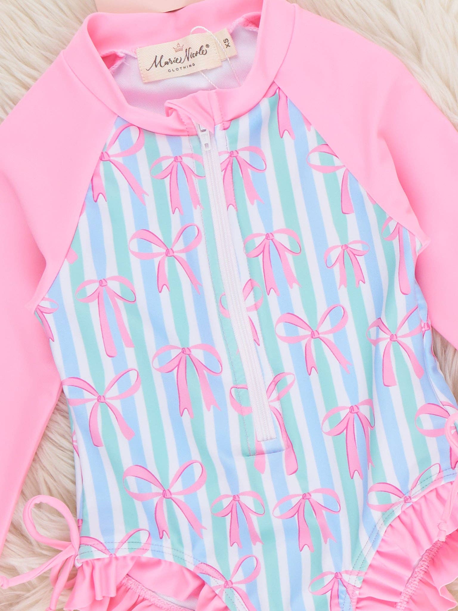 Ocean Breeze Stripe Ruffle Rashguard