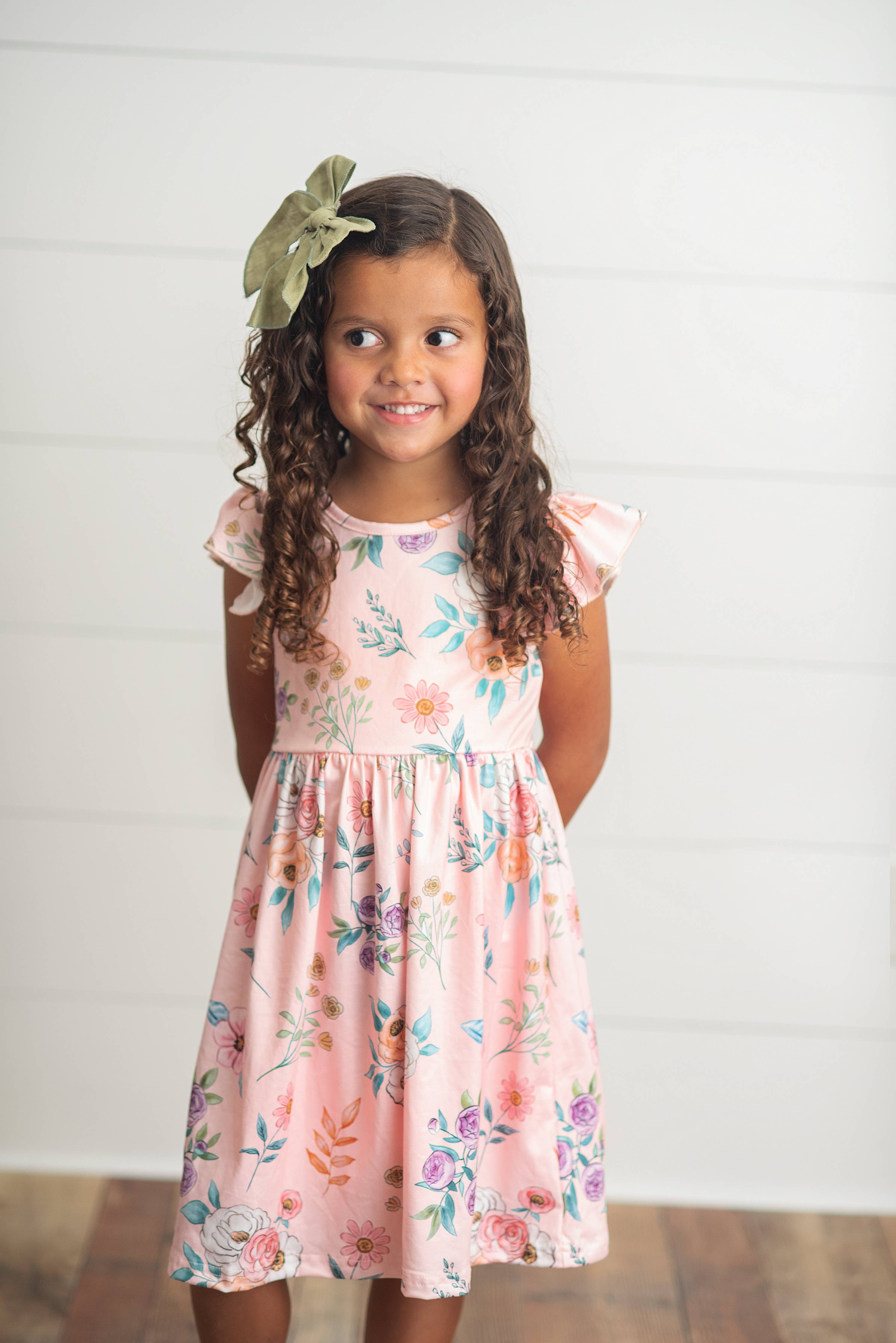 Kids Blush Dainty Floral Claire Spring Easter Flutter Dress