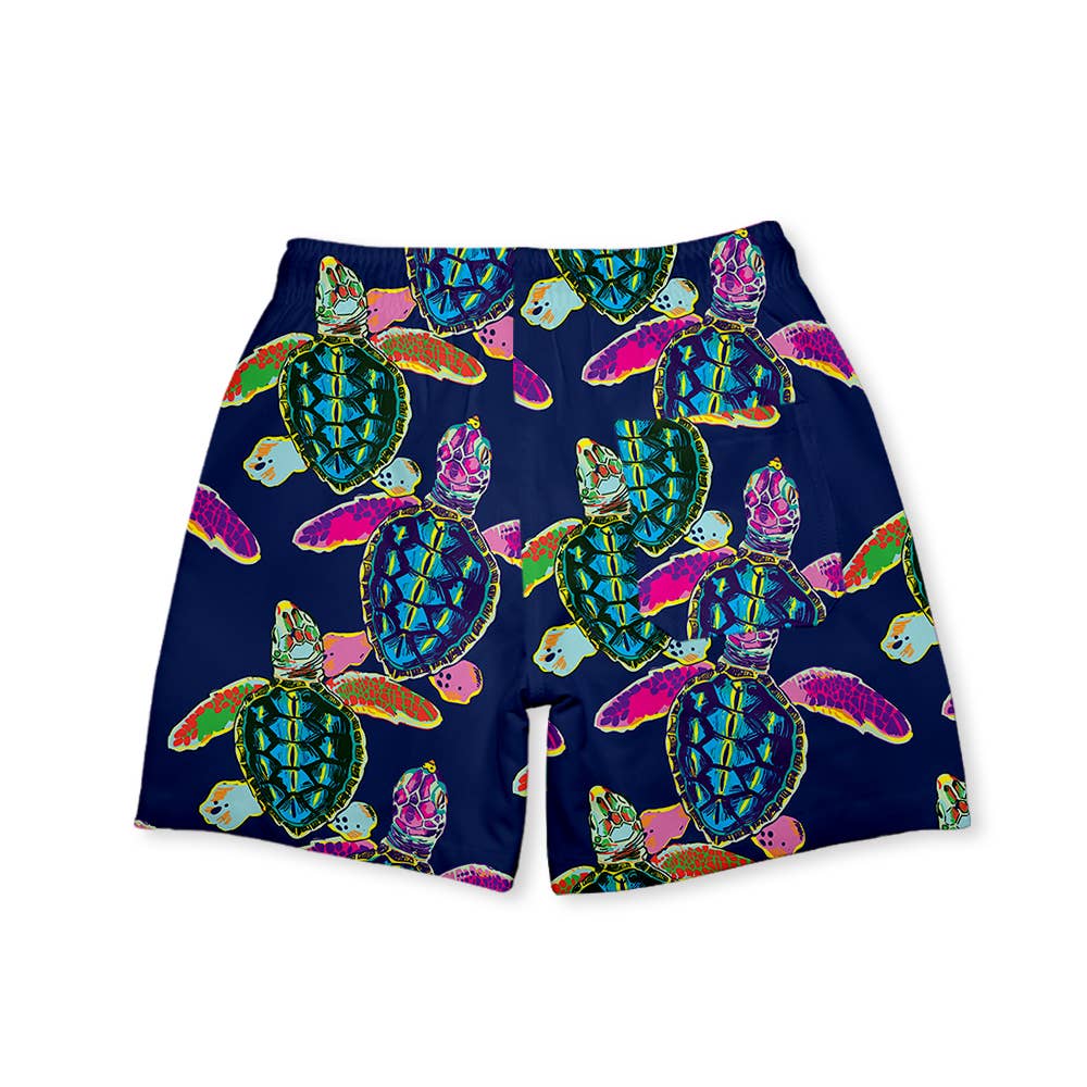 Boys Navy Waterturtle Swim Trunks