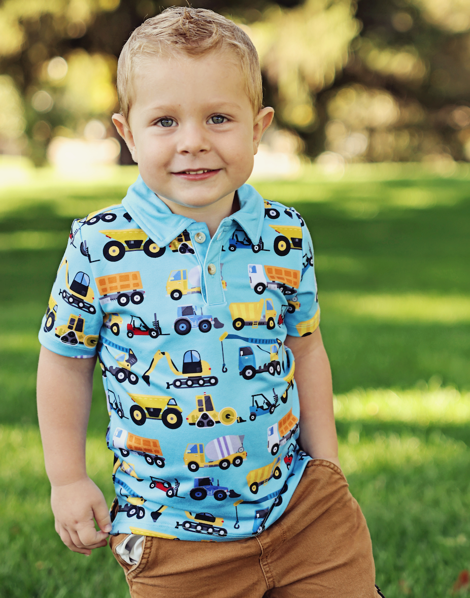 Boys Light Blue Construction Site Polo