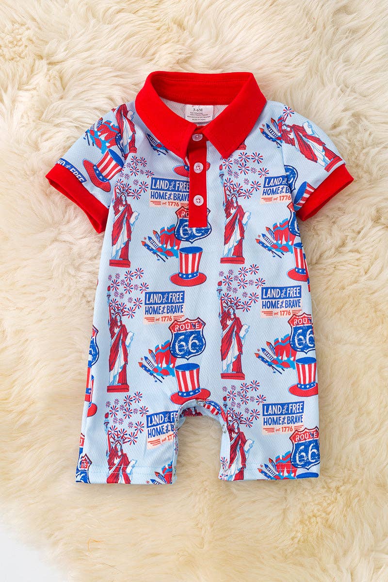 Route 66 boys printed baby romper. RPB50188 JEAN