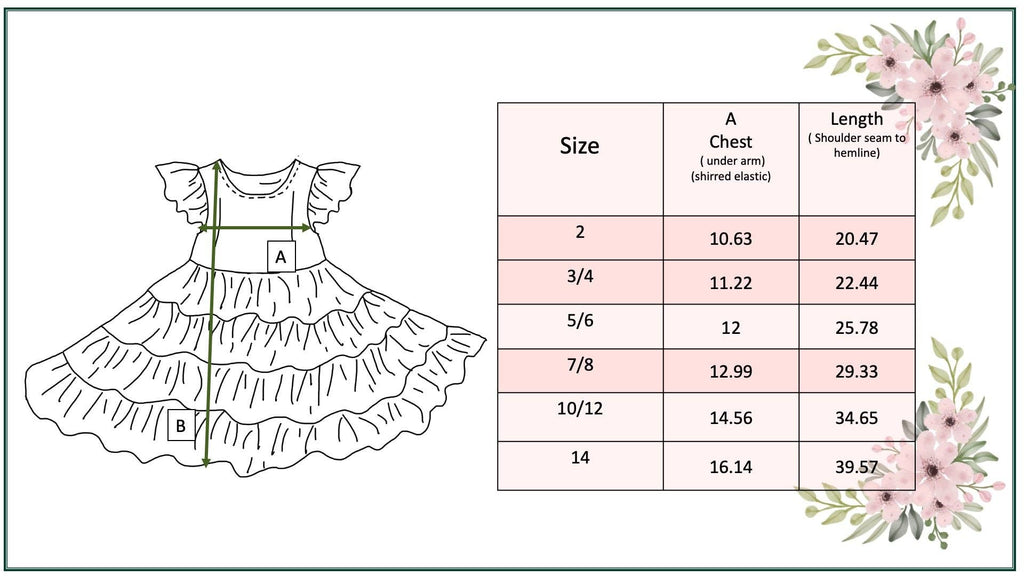 Girls Ava Twirl Teal Floral Check Tiered Spring Easter Dress