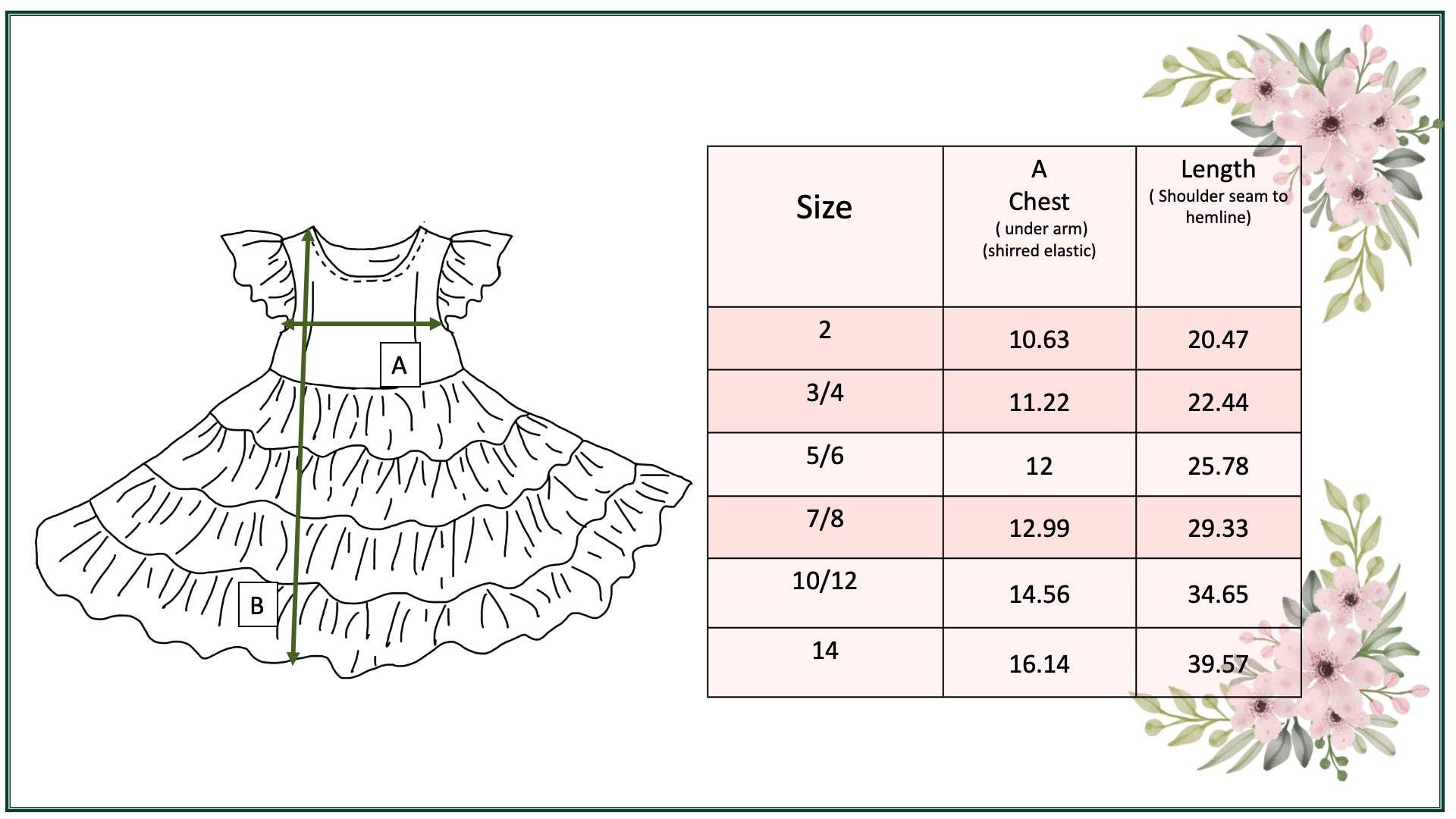 Girls Ava Twirl Teal Floral Check Tiered Spring Easter Dress