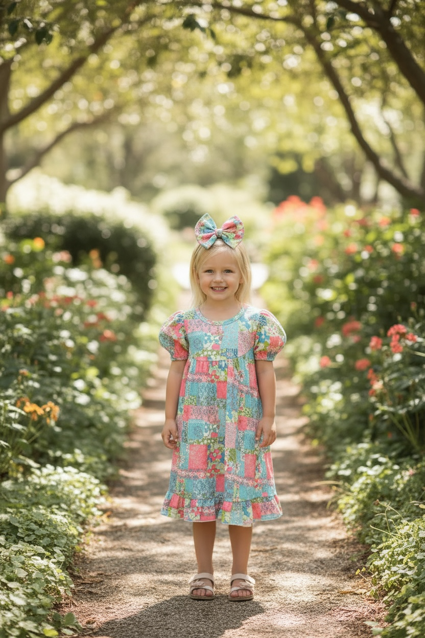 Patchwork milk silk dress