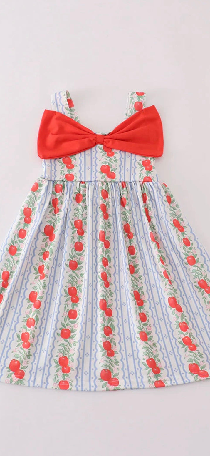 Abby and Evie Apple bow dress.