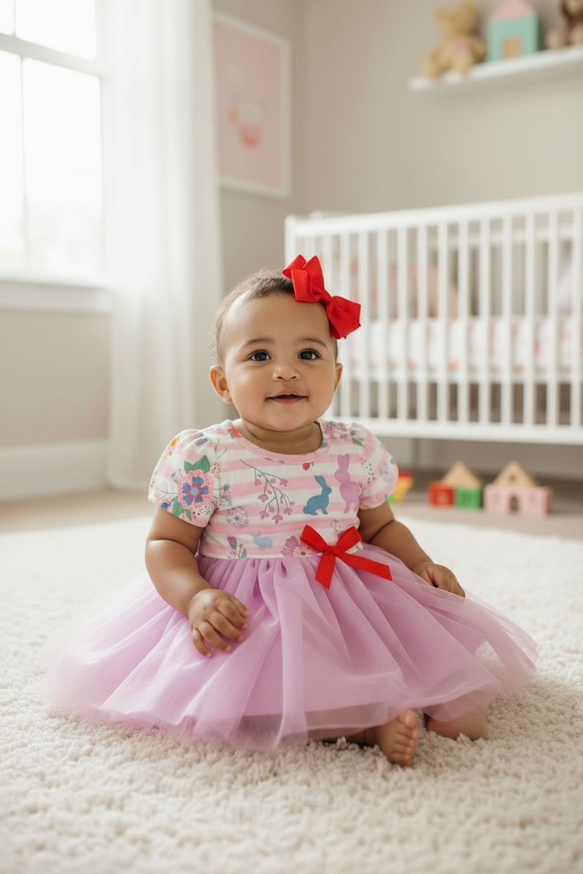 Easter Bunny Tulle and Milk Silk dress
