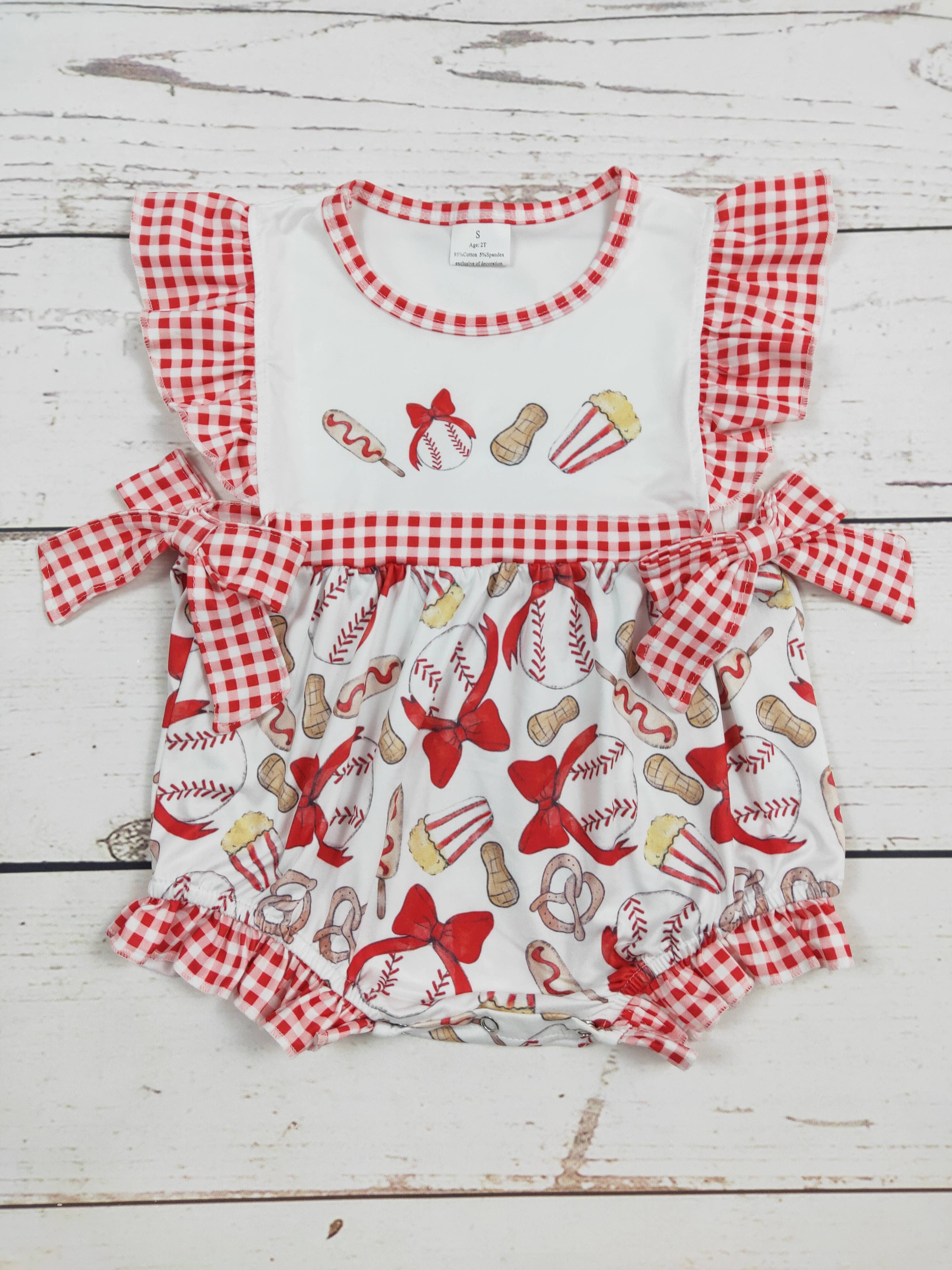Baby Girl Baseball Printed Bubble